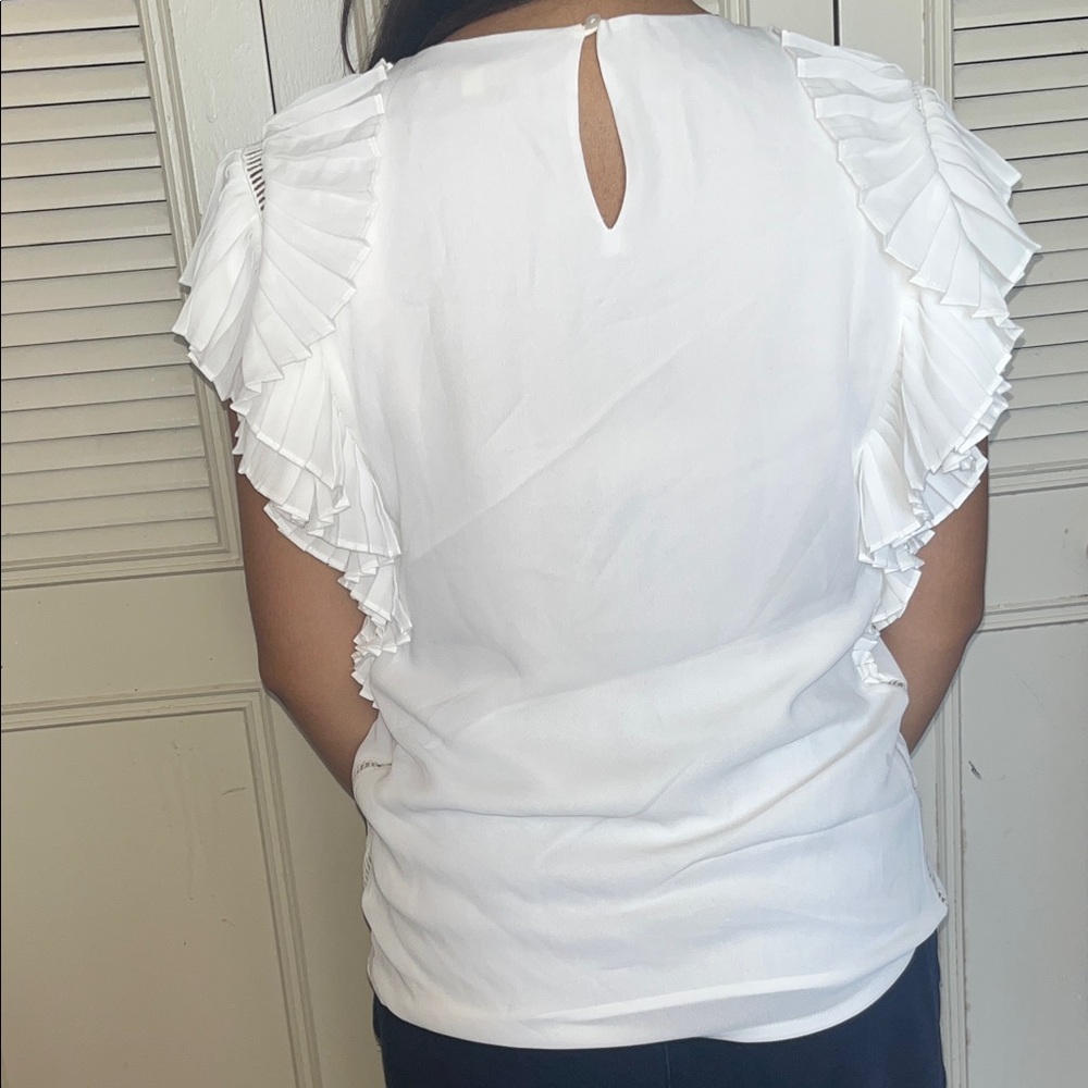 Maje White Ruffle Blouse - Picture 3 of 5